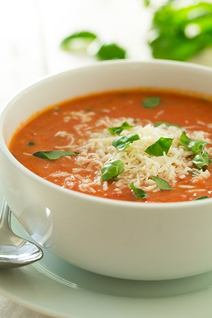 Elevate Your Soup: Creamy Tomato Basil with Roasted Garlic & Asiago